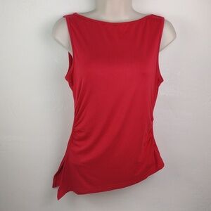 Sleeveless Red Slit Seam Asymmetric Ruched Side Stylin' Top